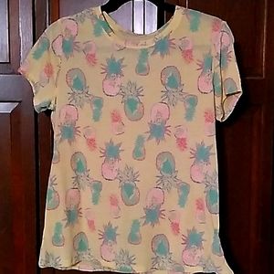 Cold Crush shirt, yellow, pink and green, pineapples, soft never worn